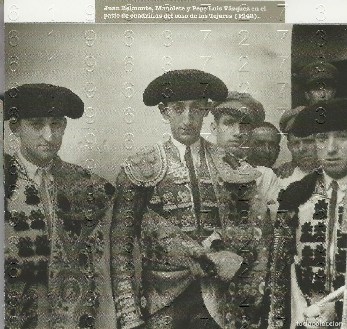 Tauromaquia: MANOLETE BELMONTE Y PEPE LUIS VAZQUEZ REPRODUCCION DE FOTOGRAFIA PROCEDENCIA DESCONOCIDA 11X10 L35
