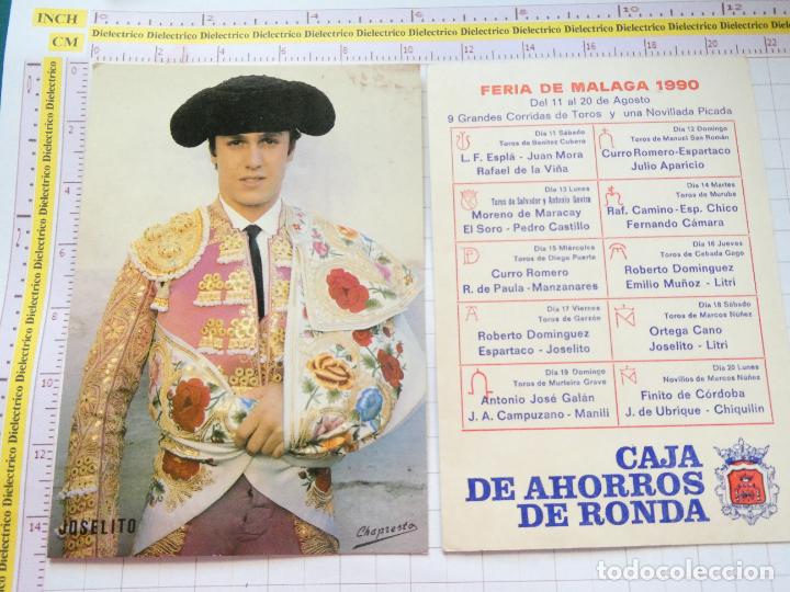 Tauromaquia: TARJETA POSTAL TAUROMAQUIA. FERIA TAURINA TOROS EN M&Aacute;LAGA 1990. TORERO JOSELITO. 108