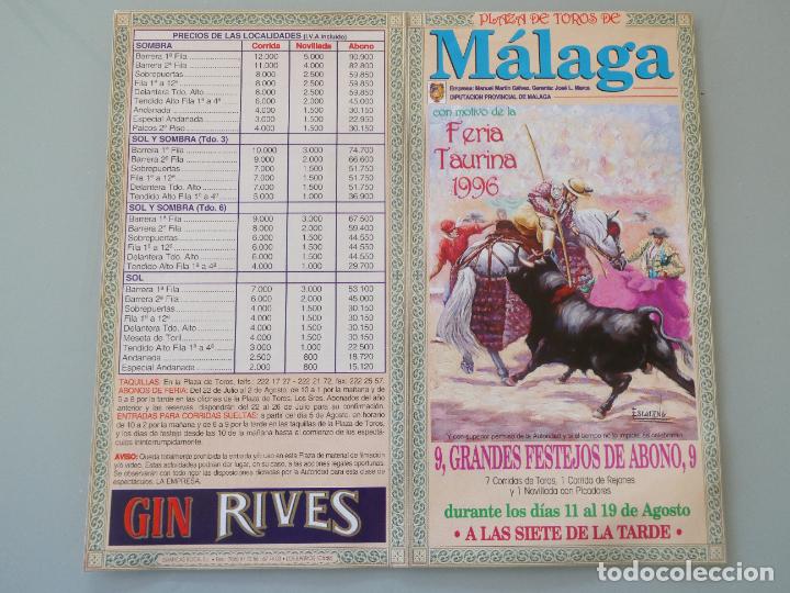 Tauromaquia: CARTEL DE TOROS TAUROMAQUIA. PLAZA DE M&Aacute;LAGA A&Ntilde;O 1996. MORANTE, JOSELITO, RIVERA ORDO&Ntilde;EZ 714