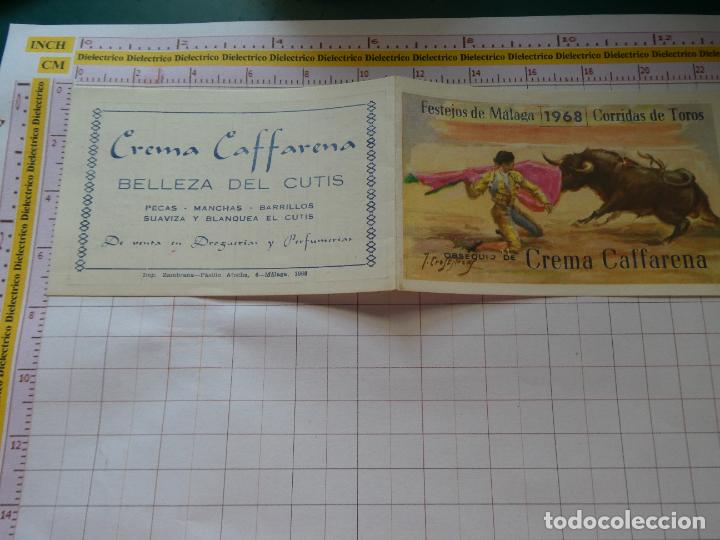 Tauromachie: PROGRAMA DE MANO TAUROMAQUIA FERIA TAURINA TOROS M&Aacute;LAGA A&Ntilde;O 1968. PUBLICIDAD CREMA CAFARENA 1