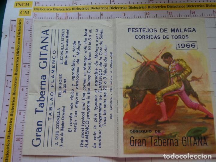 Bullfighting: PROGRAMA DE MANO TAUROMAQUIA FERIA TAURINA TOROS M&Aacute;LAGA A&Ntilde;O 1966 TABLAO FLAMENCO TABERNA GITANA 7