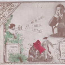 Tauromaquia: CURIOSA POSTAL CONMEMORATIVA RETIRADA TORERO RICARDO T BOMBITA 1913 IMAGEN DE PEPITA SEVILLA.