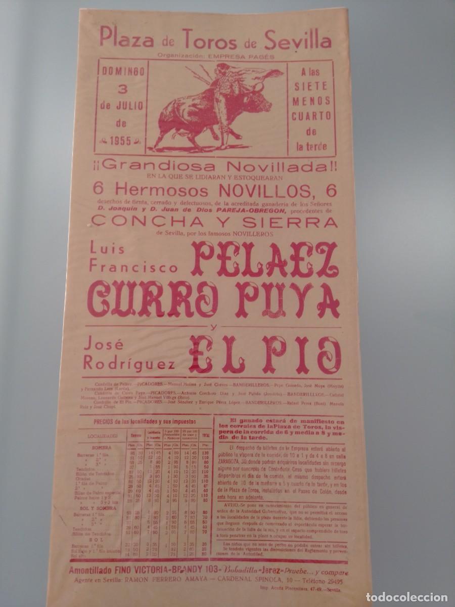 Tauromachie: Cartel antiguo de toros. Sevilla 3 de julio 1955