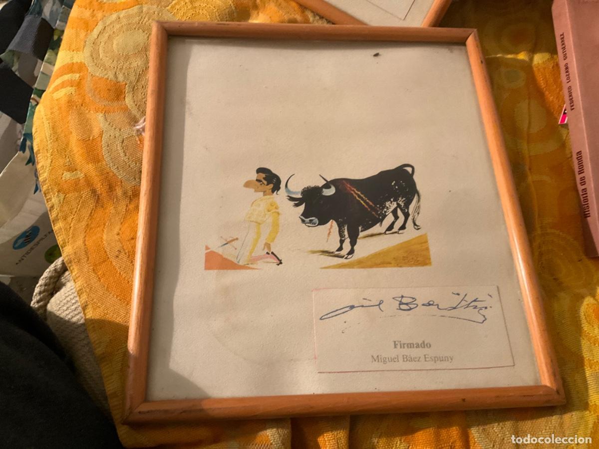 Tauromaquia: Caricatura con firma del torero Miguel Baez Espuny litri