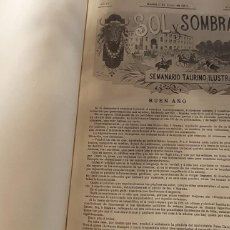 Tauromaquia: SOL Y SOMBRA. SEMANARIO TAURINO ILUSTRADO. 1905. AÑO COMPLETO, A FALTA SÓLO DEL NÚMERO 449.