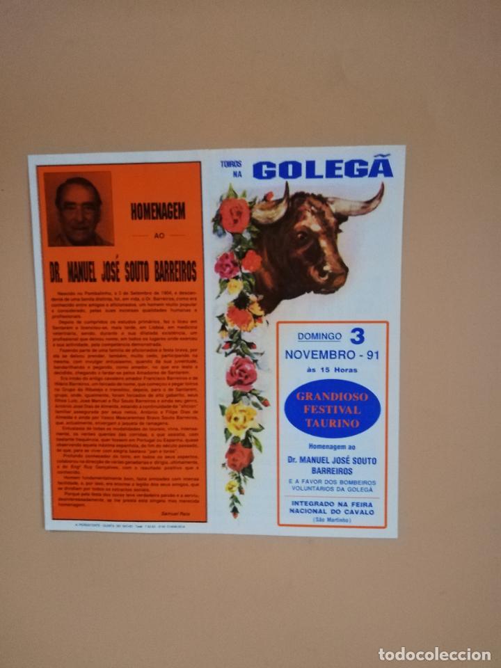 Tauromaquia: PROGRAMA DE TOROS. PLAZA DE TOROS COLEGA. 1991. TELLES. P. FRANCO. DOS SANTOS. J.GON&Ccedil;ALVES. PEDRITO.