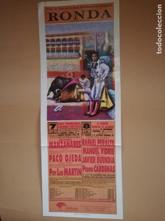 Stierkampf: CARTEL TOROS. PLAZA DE TOROS RONDA. 1991. MANZANARES. OJEDA. BUENDIA. CARDENAS. VIDRIE. MARTIN.