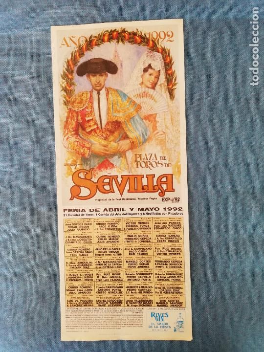 Tauromaquia: CARTEL TOROS. SEVILLA. 1992.ORTEGA CANO.APARICIO.CHAMACO.VAZQUEZ.JOSELITO.EL CORDOBES.AMADOR.PARADA.