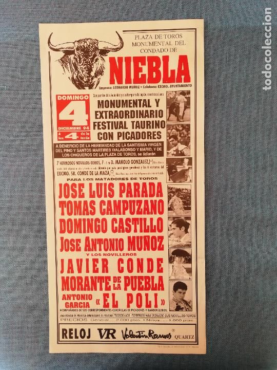 Tauromachie: CARTEL TOROS. NIEBLA. 1994. PARADA. CAMPUZANO. CASTILLO.MU&Ntilde;OZ. CONDE. MORANTE DE LA PUEBLA. EL POLI.