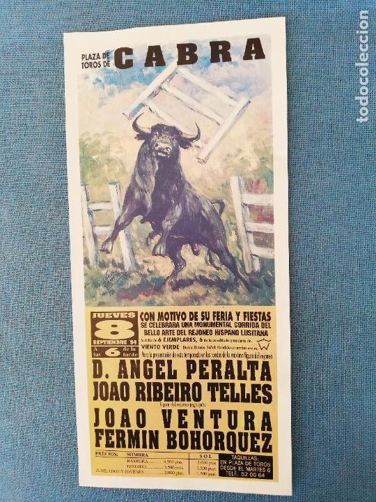 Tauromaquia: CARTEL TOROS. CABRA. 1994. D. ANGEL PERALTA. JOAO RIBEIRO TELLES. JOAO VENTURA. FERMIN BOHORQUEZ.