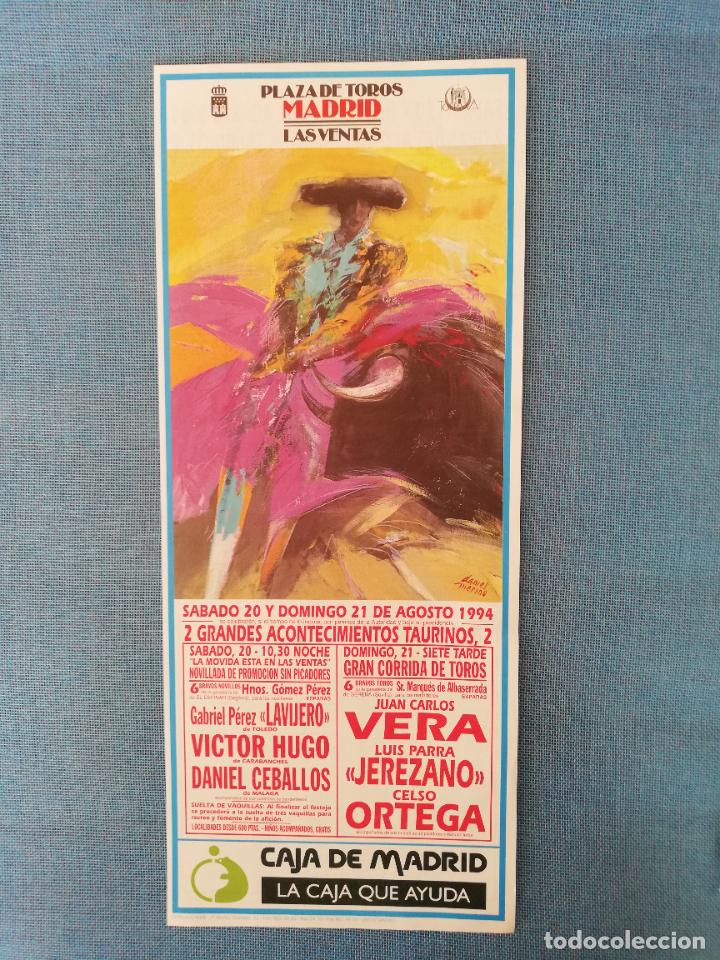 Tauromaquia: CARTEL TOROS. MADRID. 1994. LAVIJERO. VICTOR HUGO. DANIEL CEBALLOS. J.A. VERA. LUIS PARRA JEREZANO.