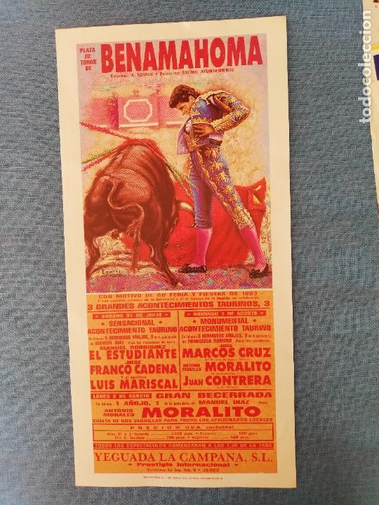 Tauromaquia: CARTEL TOROS. BENAMAHOMA. 1993. EL ESTUDIANTE. FRANCO CADENA. LUIS MARISCAL. MARCOS CRUZ. MORALITO.