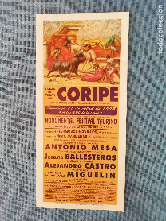 Tauromaquia: CARTEL TOROS. CORIPE. 1993. ANTONIO MESA. JOSELITO BALLESTERO. ALEJANDRO CASTRO. MIGUELIN.