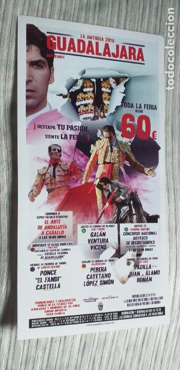 Tauromaquia: TAUROMAQUIA-V55-PROGRAMA-GUADALAJARA-2018-GALAN-VENTURA-VICENS-PONCE-EL FANDI-CASTELLA-PADILLA