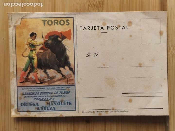 Tauromaquia: TOROS-CORRIDA DE TOROS-DOMINGO ORTEGA-MANOLETE-ARRUZA-POSTAL GIGANTE-VER FOTOS-(K-11.617)