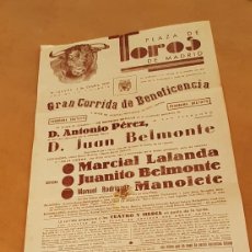 Tauromaquia: CARTEL DE TOROS, PLAZA DE TOROS DE MADRID. 5 DE OCTUBRE DE 1939. CORRIDA DE BENEFICENCIA.