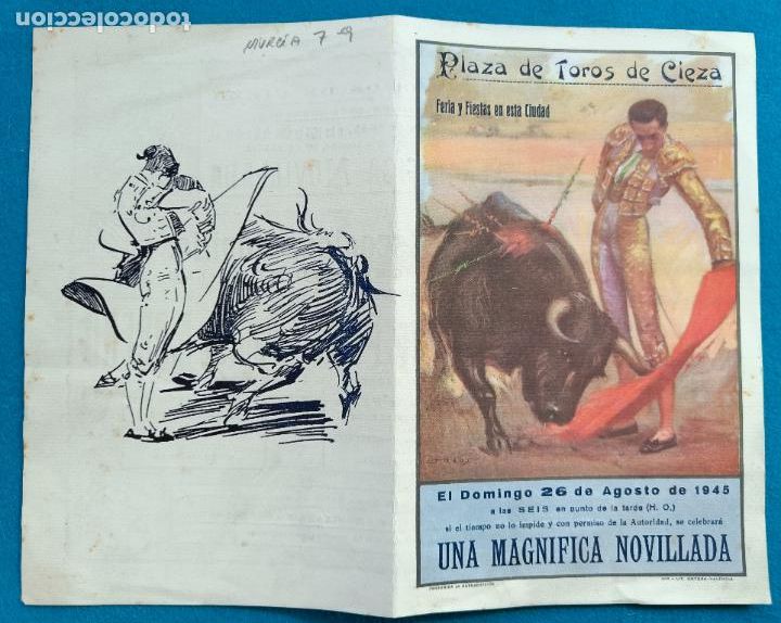 Bullfighting: RW PROGRAMA TOROS PLAZA DE CIEZA MURCIA 1945 DUARTE PE&Ntilde;A MORENO ORTEGA PT17