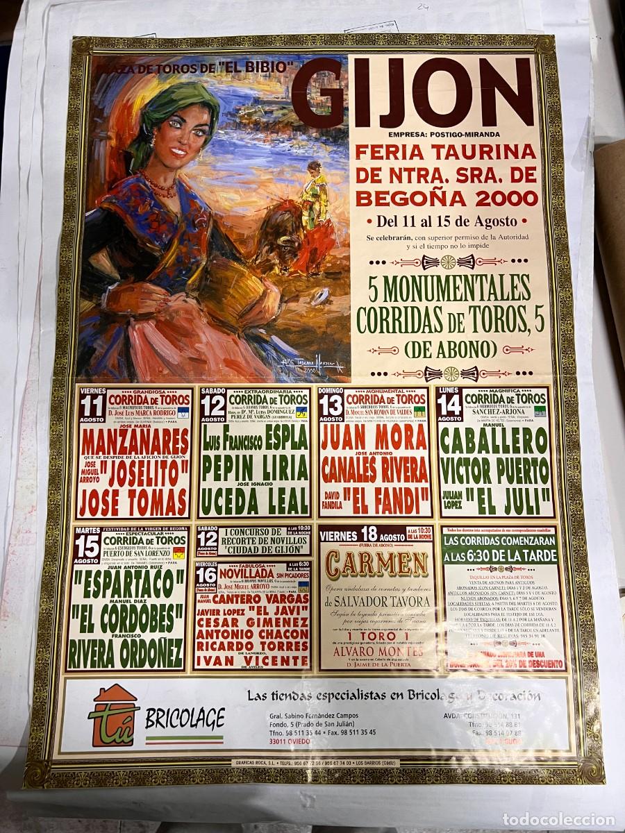 Tauromaquia: CARTEL. PLAZA TOROS EL BIBIO. GIJON. 2000. MANZANARES, JOSELITO, ESPARTACO, CORDOBES,ETC.