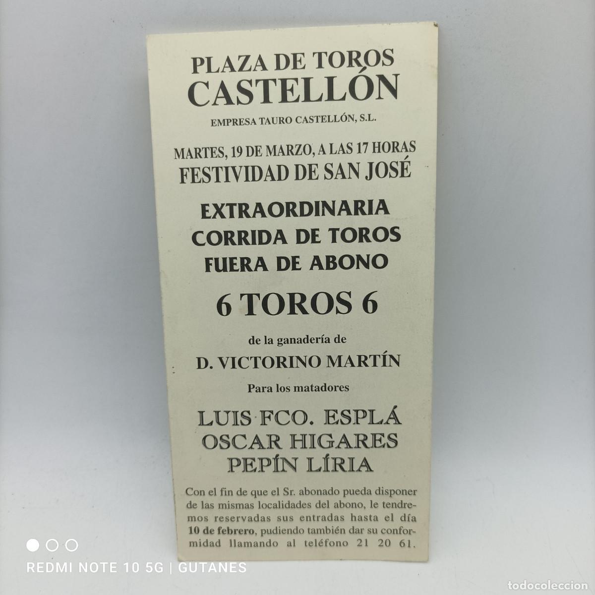 Tauromaquia: PROGRAMA PLAZA TOROS CASTELLON - Foto 1