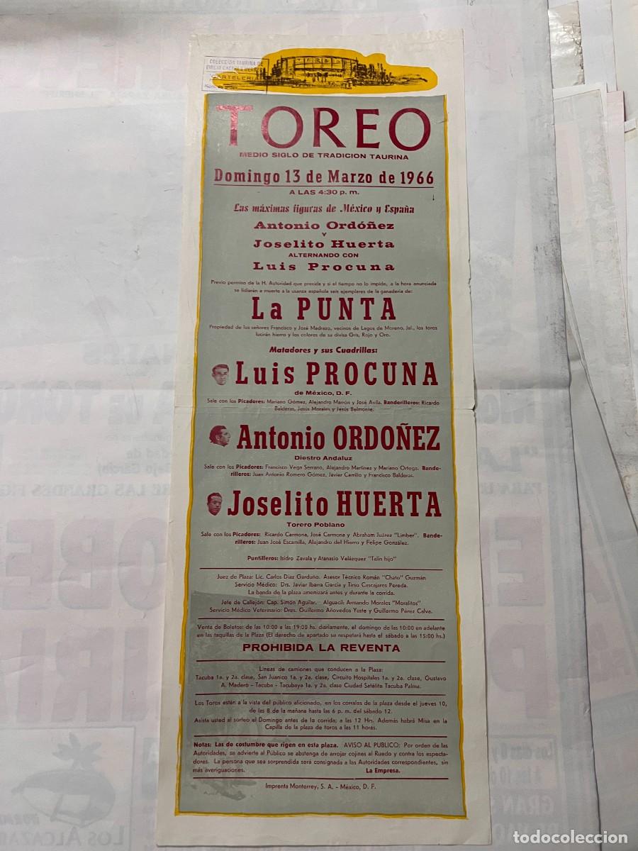 Tauromaquia: CARTEL DE TOROS. ESPA&Ntilde;A-M&Eacute;XICO. TEMPORADA 1966. ORDO&Ntilde;EZ, JOSELITO HUERTA, LUIS PROCUNA