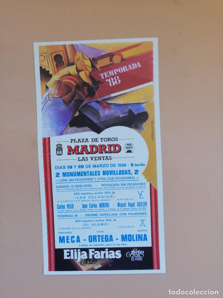 Tauromaquia: CARTEL TOROS. MADRID. 1988. FERNANDEZ MECA. CELSO ORTEGA. MANUEL MOLINA.