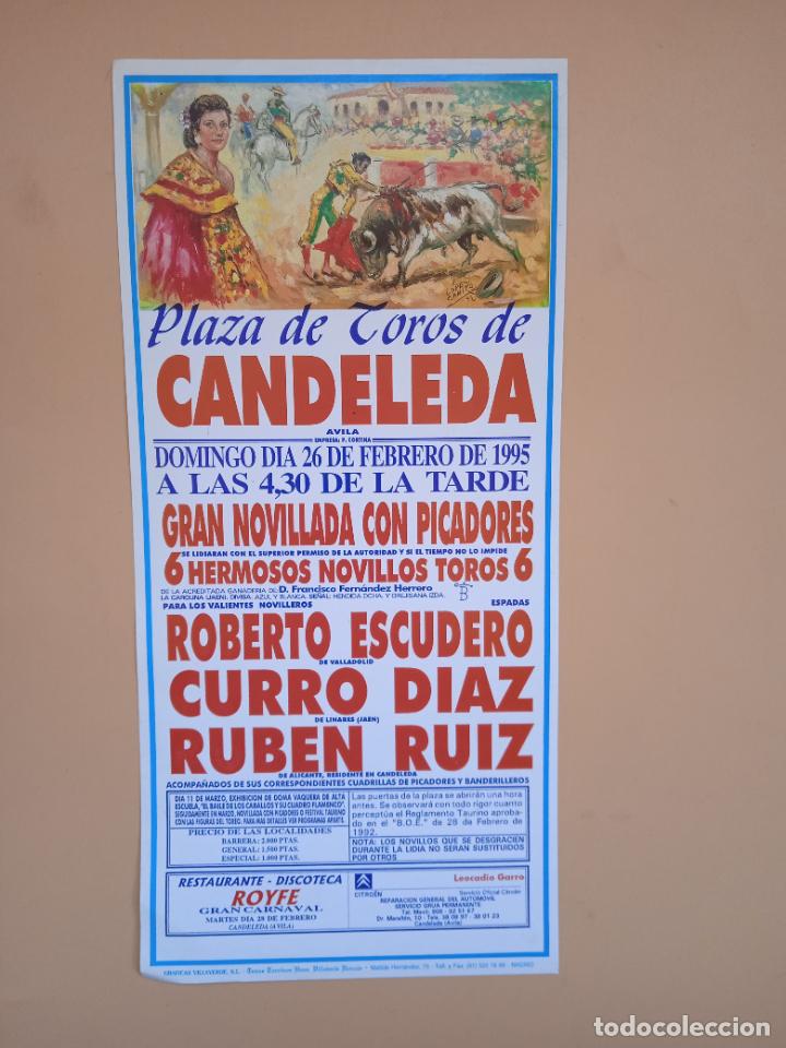 Tauromaquia: CARTEL TOROS. CANDELEDA, AVILA. 1995. ROBERTO ESCUDERO. CURRO DIAZ. RUBEN RUIZ.