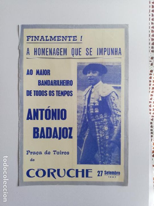 Stierkampf: CARTEL TOROS. CORUCHE. 1987. A HOMENAGEM ANTONIO BADAJOZ.
