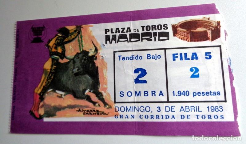 Tauromaquia: ENTRADA TOROS PLAZA LAS VENTAS MADRID 3 Abril 1983. ANTIGUA. RARA. TAUROMAQUIA. PEGASO PUBLICIDAD
