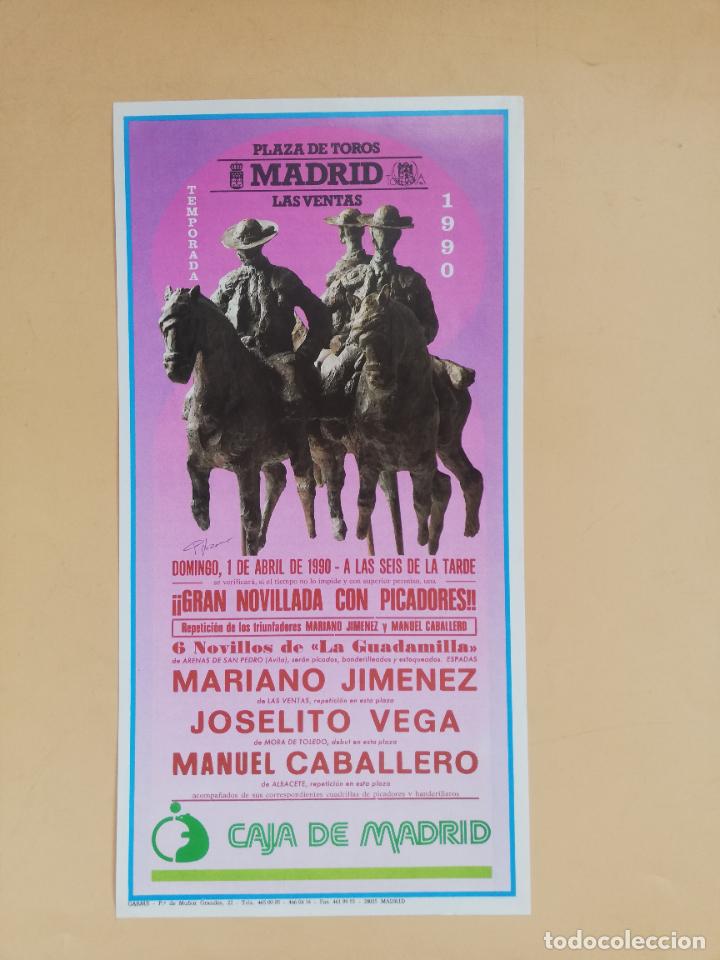 Tauromaquia: CARTEL TOROS. MADRID. 1990. MARIANO JIMENEZ. JOSELITO VEGA. MANUEL CABALLERO.