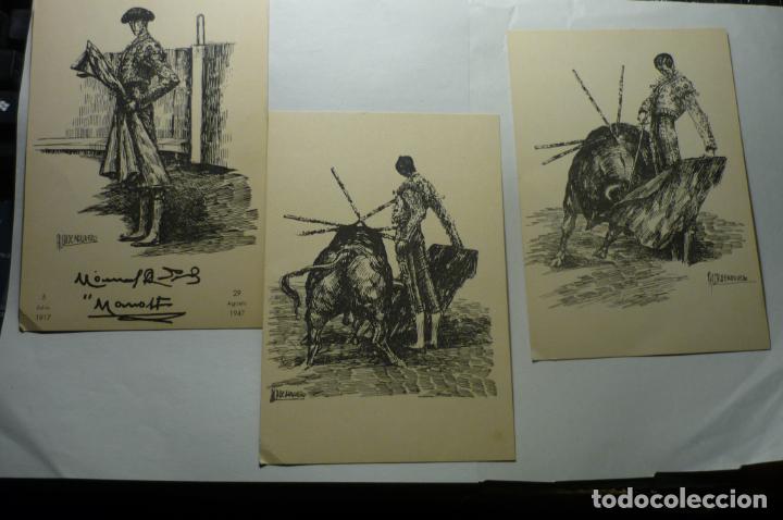 Tauromaquia: lote postales toros manolete-dibujo molinero