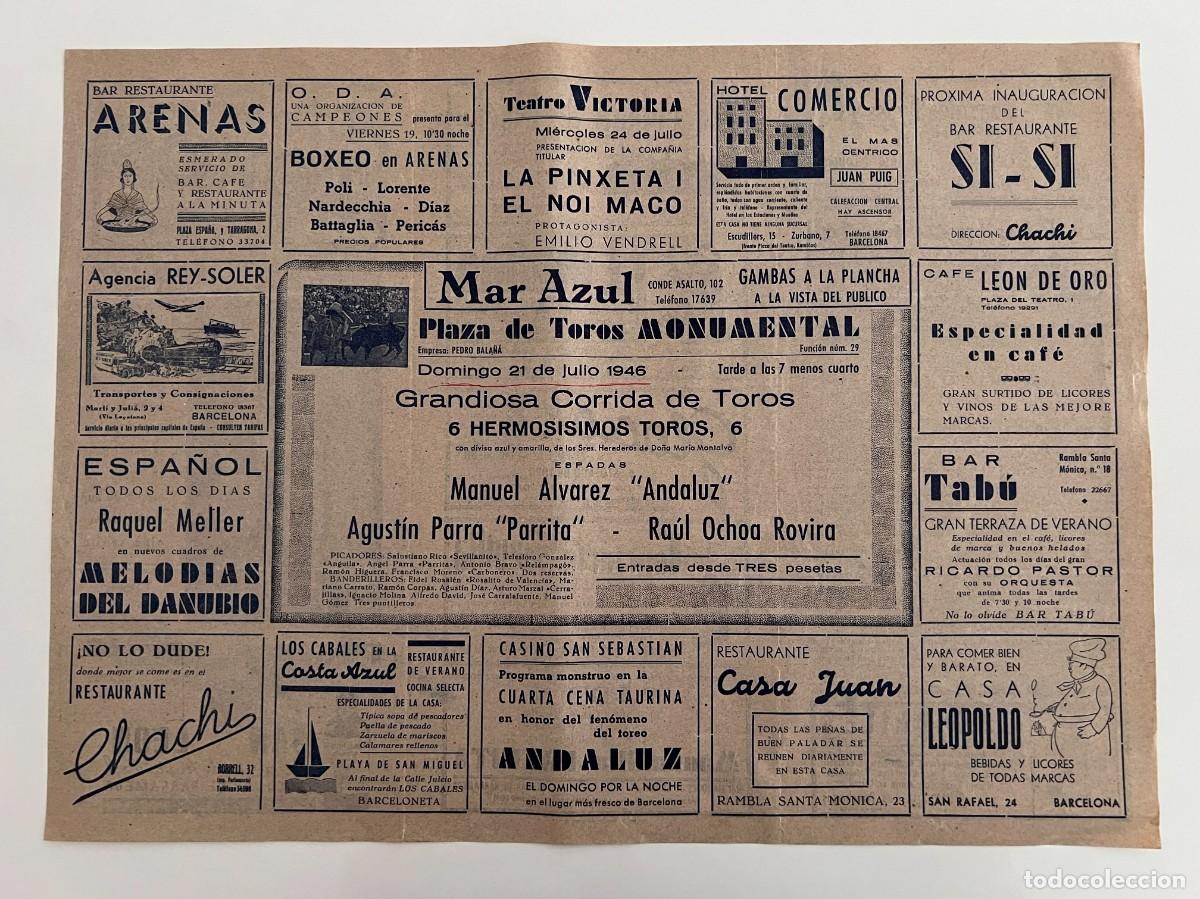 Tauromaquia: PLAZA DE TOROS MONUMENTAL. 1946. MANUEL ALVAREZ ANDALUZ. PARRITA. RAUL OCHOA