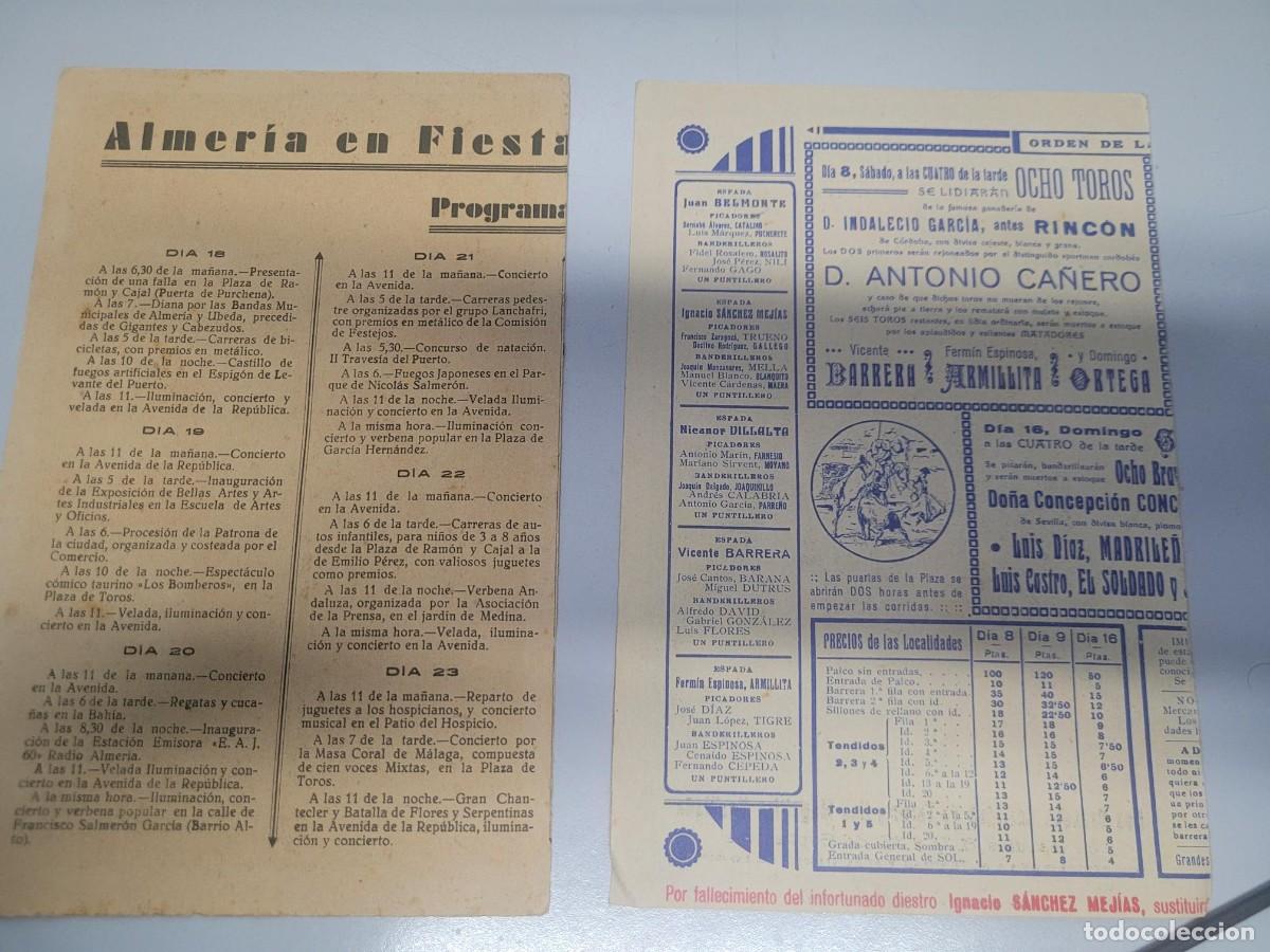 Tauromaquia: PORTADA PROGRAMA 1934 TOROS ALMERIA Y MURCIA - Foto 2