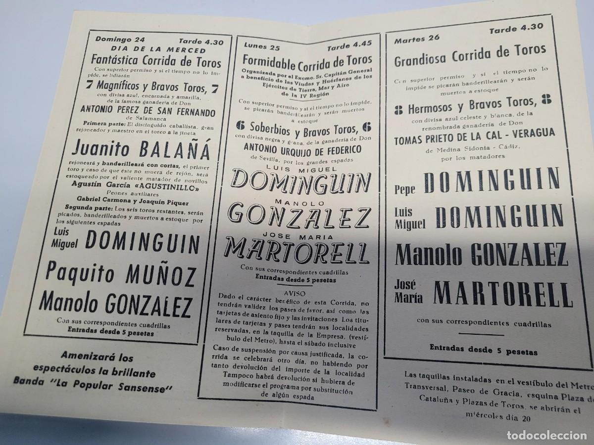 Tauromaquia: PROGRAMA TOROS FIESTAS MERCED BARCELONA 1950 - Foto 2