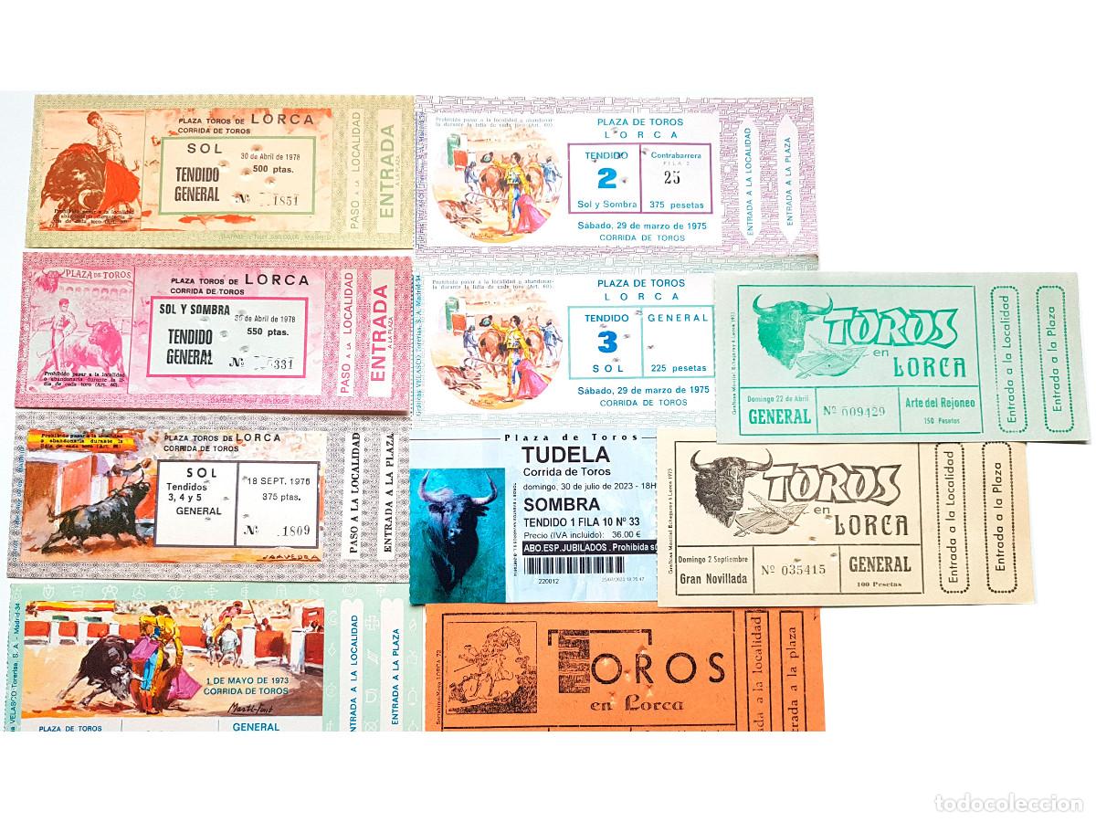 Tauromaquia: PLAZA DE TOROS DE LORCA 9 PRECIOSAS ENTRADAS DIFERENTES AÑOS 70