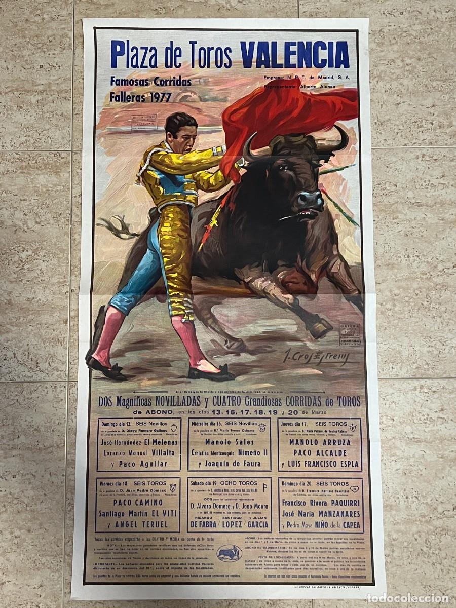 Stierkampf: CARTEL. PLAZA TOROS VALENCIA. 1977. GANADER&Iacute;A DIEGO ROMERO. PACO ALCALDE. PACO CAMINO