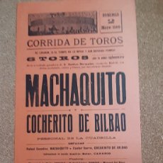 Tauromaquia: CARTEL DE TOROS. PLAZA DE LA BARCELONETA. 2 DE MAYO DE 1909. MACHAQUITO Y COCHERITO DE BILBAO.