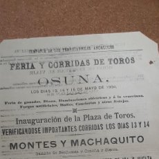 Tauromaquia: CARTEL DE FERROCARRILES ANDALUCES. FERIA DE OSUNA. CORRIDAS DE TOROS 13, 14 Y 15 DE MAYO DE 1904.