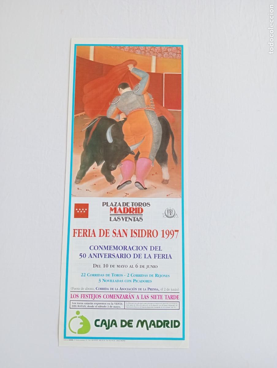 Tauromaquia: CARTEL TOROS. MADRID. 1997. GANADER&Iacute;A PABLO ROMERO. EL FUNDI. CESAR RINCON. JOSELITO. ESPLA. MOURA.