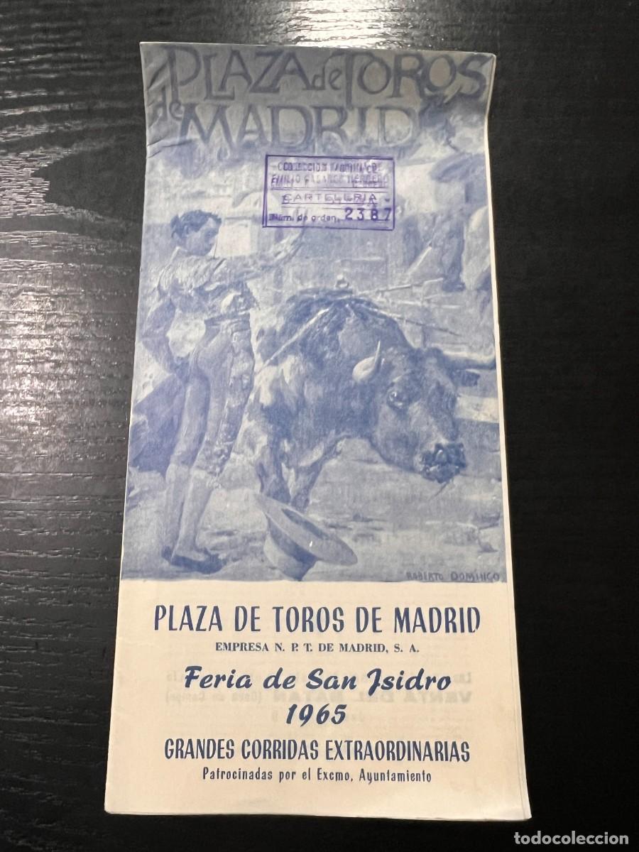 Tauromaquia: PROGRAMA TOROS. MADRID. 1965. GANADER&Iacute;A RAFAEL PERALTA. JOSELITO HUERTA. CURRON GIRON. EL VITI