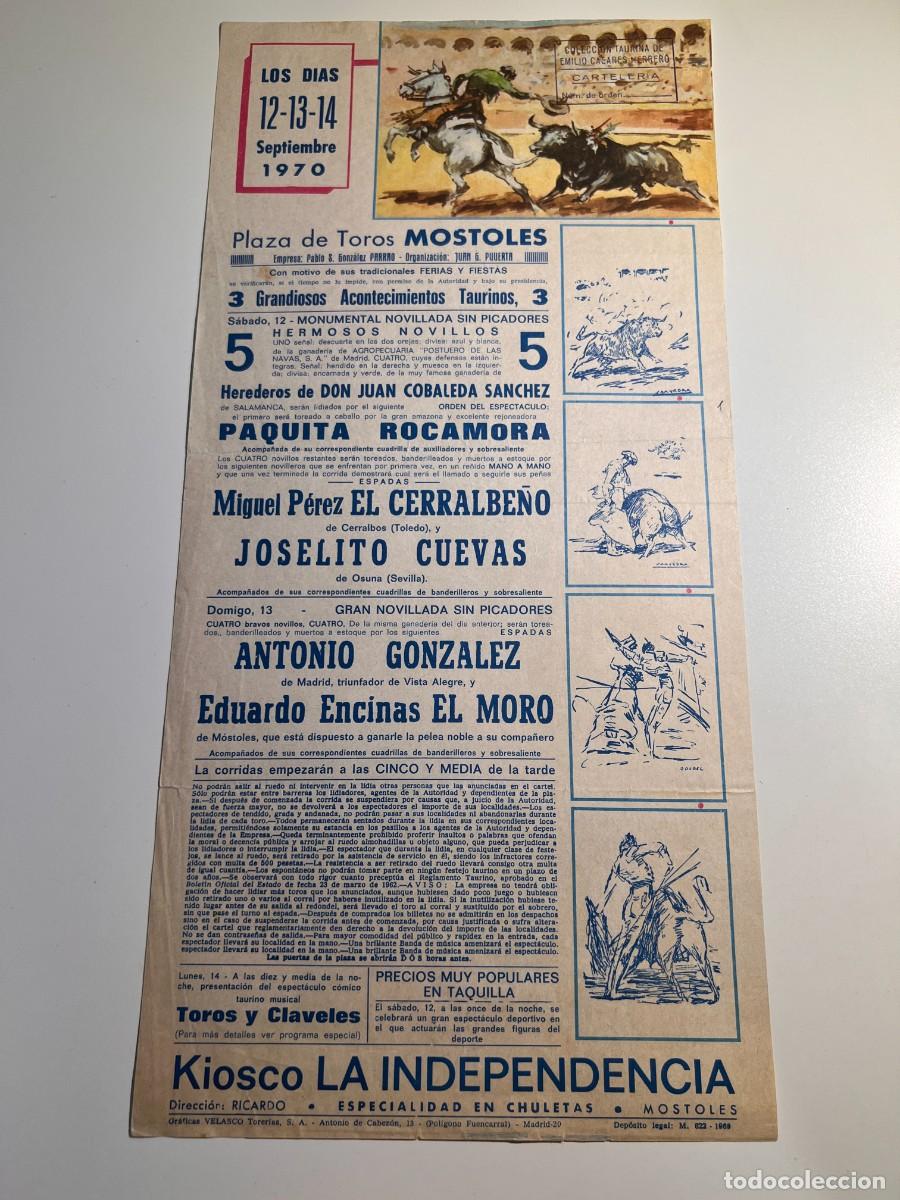 Tauromaquia: CARTEL.PLAZA TOROS M&Oacute;STOLES.MADRID.1970.GANADER&Iacute;A HROS. JUAN COBALEDA. JOSELITO CUEVAS.EL CERRALBE&Ntilde;O