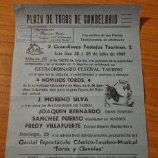 Tauromaquia: CARTEL. PLAZA TORO CANDELARIO, SALAMANCA. 1987. GANADERIA D.M.SANCHEZ. J.MORENO , JOAQUIN BERNARDO
