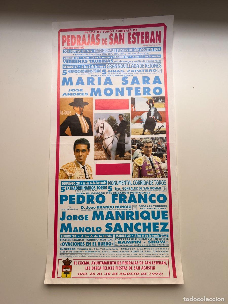 Tauromaquia: CARTEL. PLAZA TOROS PEDRAJAS DE SAN ESTEBAN. VALLADOLID, 1994. GANADERIA HNAS. ZAPATERO.PEDRO FRANCO