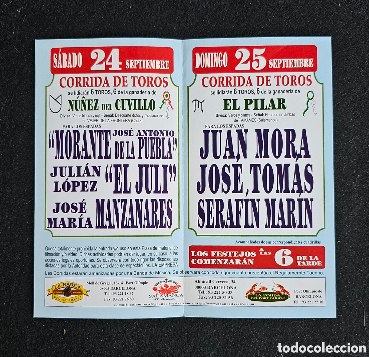 Tauromaquia: ***Programa de mano &uacute;ltima Corrida toros Monumental Barcelona***