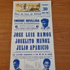 Tauromaquia: CARTEL. PLAZA TORO AVILA. 1988. GANADERIA M.LUISA PANIAGUA. JOSE LUIS RAMOS, JOSELITO MUÑOZ.