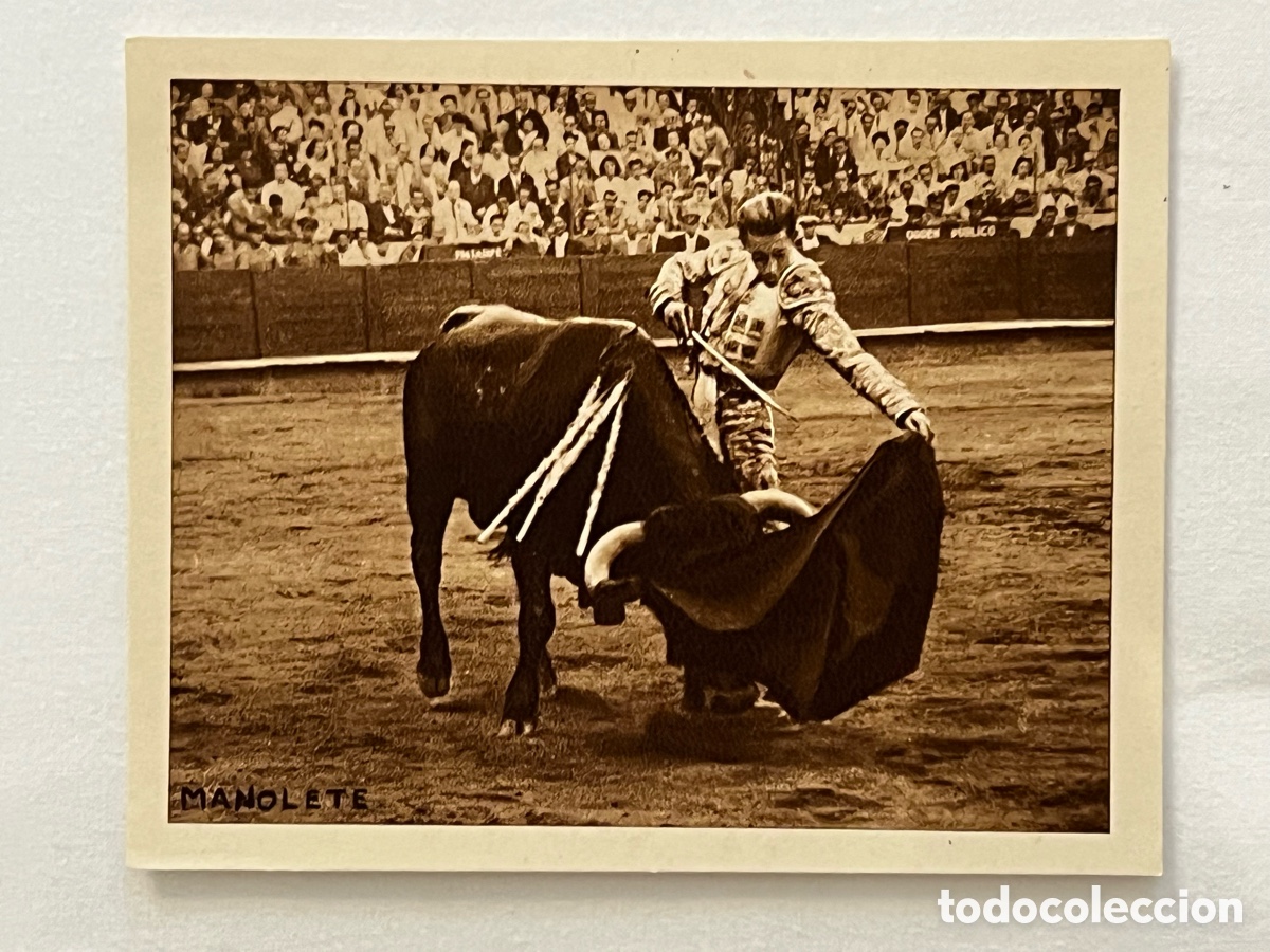 Tauromaquia: MANOLETE.. Tauromaquia.. Foto Cromo del Maestro del Toreo&hellip; (h.1940?) Med&iacute;das: 12 x 10 cm.