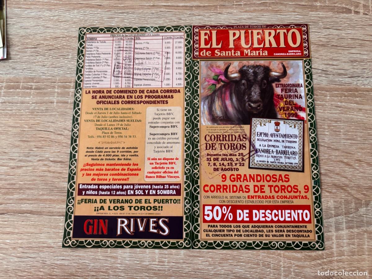 Tauromaquia: PROGRAMA TOROS. EL PUERTO DE STA. MARIA. 1999. GANADER&Iacute;A GAVIRA, EL JULI. EL CORDOBES. CESAR RINCON