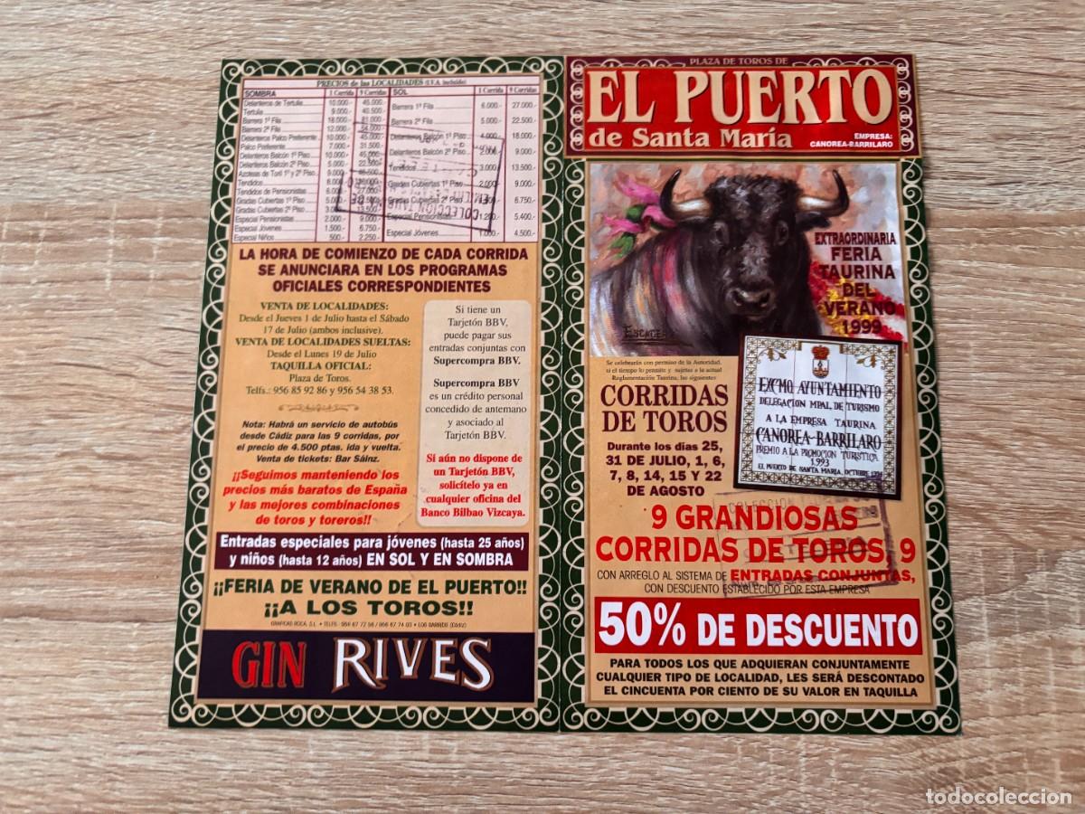 Tauromaquia: PROGRAMA TOROS. EL PUERTO DE STA. MARIA. 1999. GANADER&Iacute;A GAVIRA, EL JULI. EL CORDOBES. CESAR RINCON