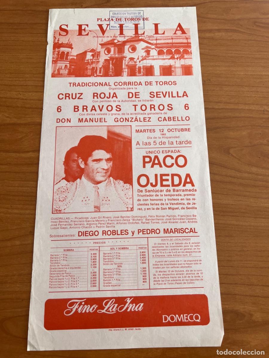 Tauromaquia: CARTEL. PLAZA TOROS DE SEVILLA. 1982. GANADER&Iacute;A MANUEL GONZ&Aacute;LEZ. PACO OJEDA.