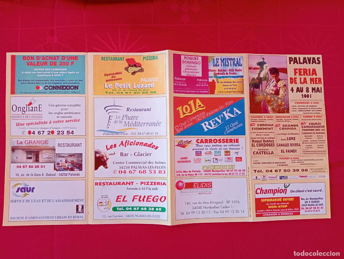 Tauromaquia: PROGRAMA TOROS. PALAVAS, FRANCIA. 2001. GANADERIA MARQUIS DE VILLAMARTA. LORE. CANALES RIVERA. FANDI