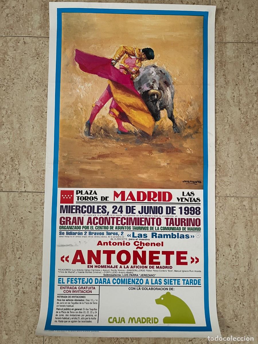 Stierkampf: CARTEL. PLAZA TOROS MADRID. 1998. GANADER&Iacute;A LAS RAMBLAS. ANTONIO CHENEL ANTO&Ntilde;ETE